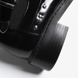 Arden Furtado new 2018 spring genuine leather buckle rivets casual ankle boots shoes woman fashion shoes women zipper boots high heels