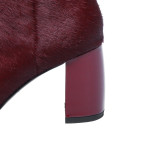 Arden Furtado Size 34-40 Fashion Women Boots Ladies Winter Ankle Boots Burgundy zipper horsehair short boot big size 40 41 42 43