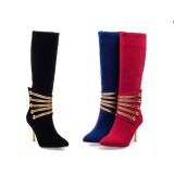 2018 spring winter fashion boots knee high boots blue red big size 40-44 stilettos boots