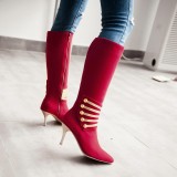 2018 spring winter fashion boots knee high boots blue red big size 40-44 stilettos boots