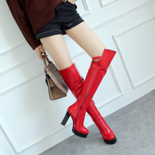 Us 45 2018 Winter Fashion Boots Over The Knee Platform Red Boots Big Size 40 43 High Heels 11cm M Ardenfurtado Com