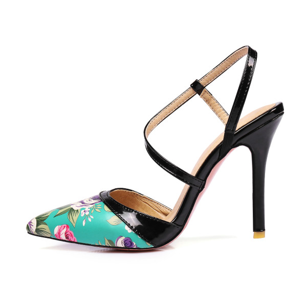 2019 stilettos pointed toe fashion flowers sandals big size 43