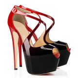 Arden Furtado 2018 summer high heels15cm peep toe buckle strap stilettos buckle sandals fashion shoes for women big size platform heels