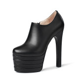 Arden Furtado 2018 spring high heels15cm zipper pumps fashion shoes for women big size platform heels genuine leather orange shoes