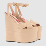 2018 summer high heels 16cm platform wedges genuine leather buckle strap fashion woman sandals shoes women