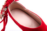 2018 spring autumn platform round toe red stilettos pumps big size 40-43 ankle strap high heels 11cm tassels shoes