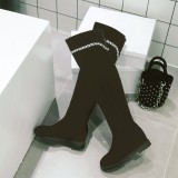 winter black suede flat platform over the knee boots thigh high plush boots women big size