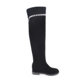 winter black suede flat platform over the knee boots thigh high plush boots women big size