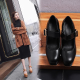 spring autumn small size chunky heels platform round toe high heels big size pumps shoes woman