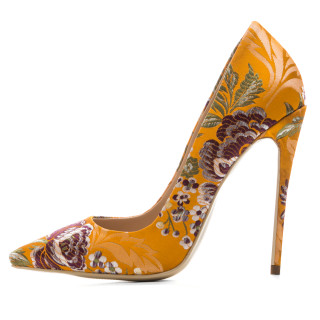 Arden Furtado 2018 spring autumn new style shoes for woman yellow blue flowers pumps fashion stilettos sexy high heels 12cm 45