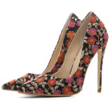 Arden Furtado 2018 spring autumn new style shoes for woman denim jeans flowers pumps high heels 12cm stilettos party shoes 45