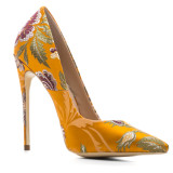 Arden Furtado 2018 spring autumn new style shoes for woman yellow blue flowers pumps fashion stilettos sexy high heels 12cm 45