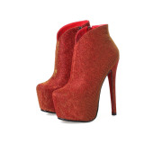 Arden Furtado summer 2018 new style shoes for woman high heels 16cm zipper platform big size 40-48 round toe fashion shoes zipper boots