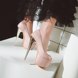 Arden Furtado 2018 spring summer new style shoes woman platform high heels 16cm slip on pumps stilettos white pink black wedding shoes peep toe