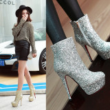 2018 spring autumn fashion bling bling ankle boots shoes for woman platform short boots ladies