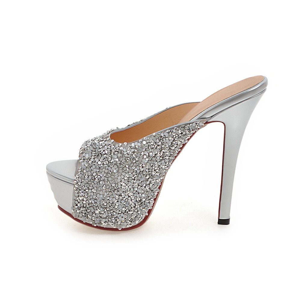 silver mules heels