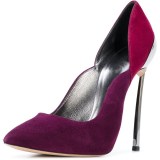 Arden Furtado 2018 spring autumn fashion stilettos pumps high heels metal heels slip on stilettos purple party shoes big size