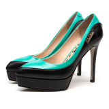 fashion shoes stone pattern stilettos heels platform black round toe ladies pumps