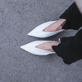summer Cone Heels genuine leather spike heels pointed toe sandals white red woman shoes