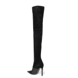 Arden Furtado 2018 spring winter woman brown boots over the knee thigh high boots sexy high heels 12cm zipper Stretch boots 45
