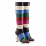 Arden Furtado 2018 spring autumn winter Women zipper boots Lady shoes fashionable knee high rainbow boots chunky heels 8cm 44 45