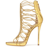 2018 summer high heels sexy gladiator platform gold blue party shoes ankle strap fashion sandals women big size 40 41 42 43