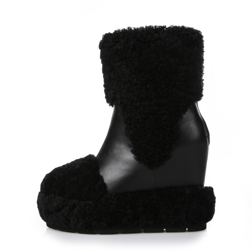 Us 70 Arden Furtado 2018 Winter Autumn Wedges Heels 8cm Genuine Leather Fashion White Wool Snow Boots Zipper Ankle Boots Shoes Women M Ardenfurtado Com