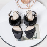 2018 summer wedges heels fur brown sandals shoes for woman high heels