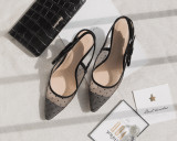 2019 summer stilettos polka dot mesh sandals women's shoes pointed toe high heels 6cm small size 33
