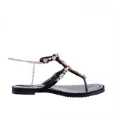 Korean version hot style trend simple flat plain color leather sandals fingerless stiletto combination shoes