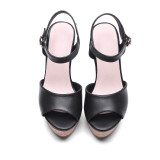 Arden Furtado 2018 summer high heels 12cm fashion genuine leather platform wedges ladies green sandals peep toe shoes ladies