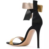 Arden Furtado 2018 summer high heels stilettos butterfly knot buckle strap gold party shoes woman satin sandals cover heels lady