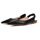 Arden Furtado 2019  summer genuine leather flats mules fashion sandals pointed toe slip on elastic band slides slippers