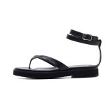 Arden Furtado 2018 summer new flats genuine leather buckle strap genuine leather gladiator sandals casual flip-flops woman shoes
