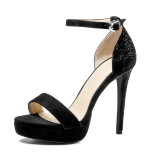 Arden Furtado 2018 NEW summer high heels stilettos buckle strap platform fashion rhinestone crystal sandals shoes for woman 12cm