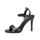 Arden Furtado new summer high heels 10cm genuine leather buckle strap fashion sandals white concise stilettos elegant shoes