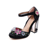 Arden Furtado 2018 summer new style fashion flowers big size clear birdcage heels 10cm empty side sandals Ethnic shoes for woman