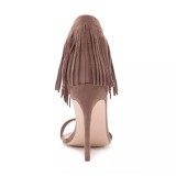 Arden Furtado 2018 summer sexy high heels 12cm big size 40-43 tassels fashion sandals shoes for woman ladies women cover heels