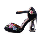 Arden Furtado 2018 summer new style fashion flowers big size clear birdcage heels 10cm empty side sandals Ethnic shoes for woman