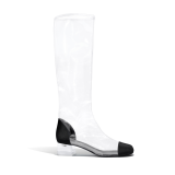 Arden Furtado 2018 spring summer square heels 4cm pvc clear knee high boots big size 40-48 zipper shoes for woman Rain boots Crystal heels midcaft boots