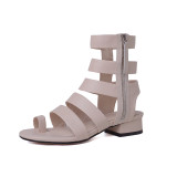 Arden Furtado 2018 summer boots square heels gladiator zipper genuine leather fashion casual sandals shoes for woman size 33 40