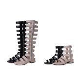 Arden Furtado 2018 summer boots square heels gladiator zipper genuine leather fashion casual sandals shoes for woman size 33 40