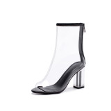 Arden Furtado new 2018 summer high heels 6cm pvc fashion peep toe clear ankle boots shoes for woman back zipper big size sandals