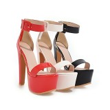 Arden Furtado summer high heels 16cm ankle strap platform red white fashion sandals shoes for woman night club party shoes