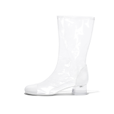 Arden Furtado 2018 spring summer square heels 4cm pvc clear ankle boots big size 40-48 zipper shoes for woman Rain boots