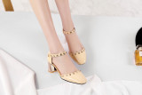 Arden Furtado  summer high heels 6cm big size 40-45 small size 30-33 genuine leather sandals buckle strap square toe shoes