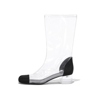 Arden Furtado 2018 spring summer square heels 4cm pvc clear ankle boots big size 40-48 zipper shoes for woman Rain boots
