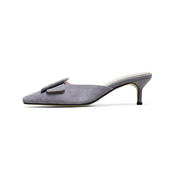 Arden Furtado 2018 summer fashion stilettos med heels 5cm yellow grey sky blue pointed toe mules big size 40-43 slippers slides