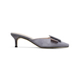 Arden Furtado 2018 summer fashion stilettos med heels 5cm yellow grey sky blue pointed toe mules big size 40-43 slippers slides