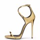 Women's gold Open toe Stiletto Heel Ankle Strap Sandals high heels 12cm party shoes